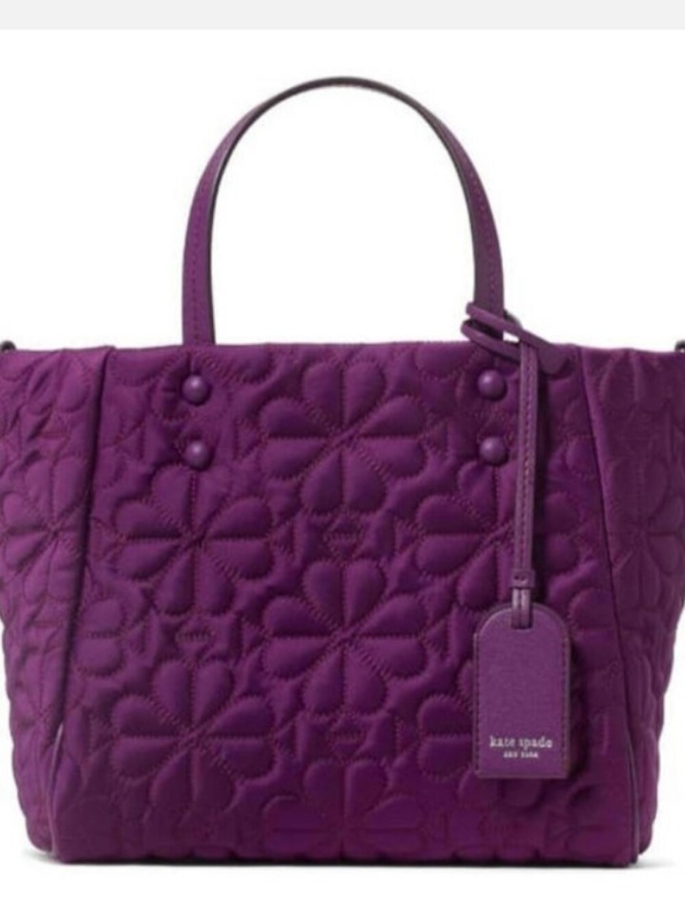 Kate Spade Tilly Quilted Flower Purple Nylon Crossbody Mini Tote kip - Picture 4 of 9